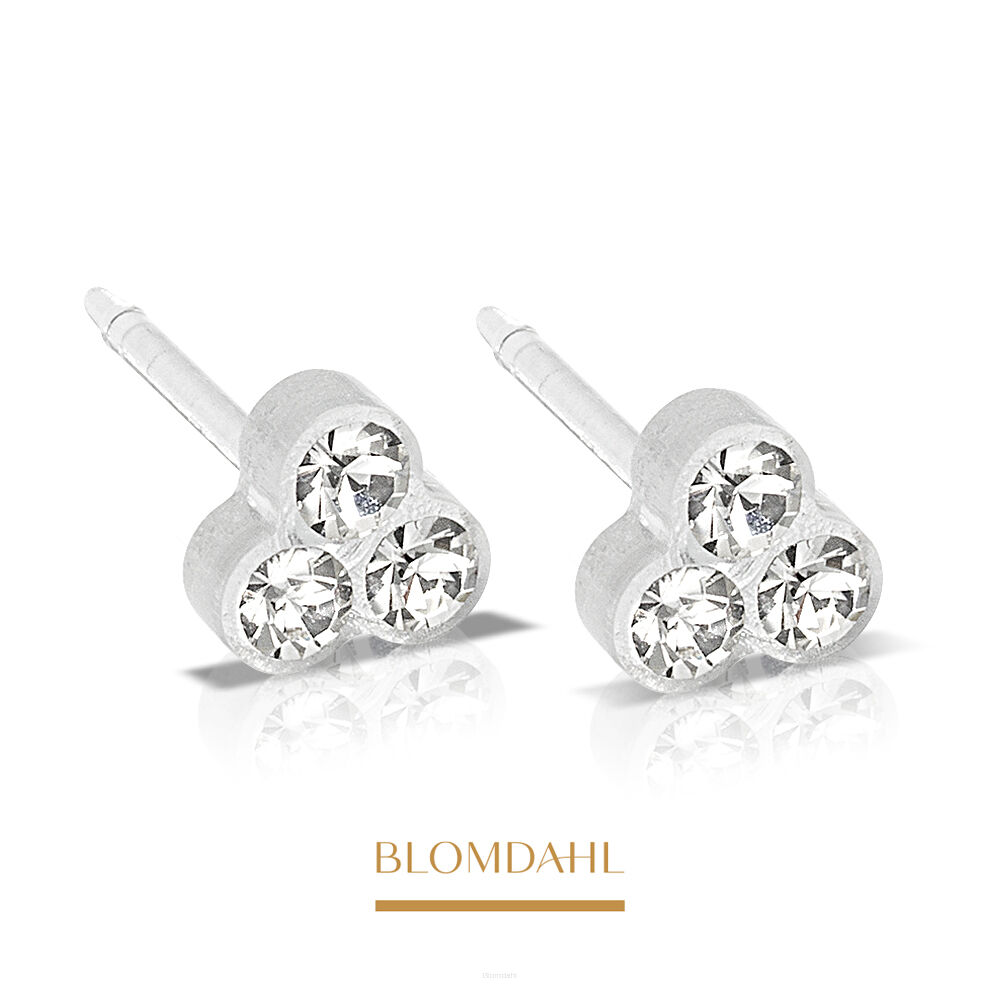 Hypoallergenic Clover Crystal 6 mm Earrings