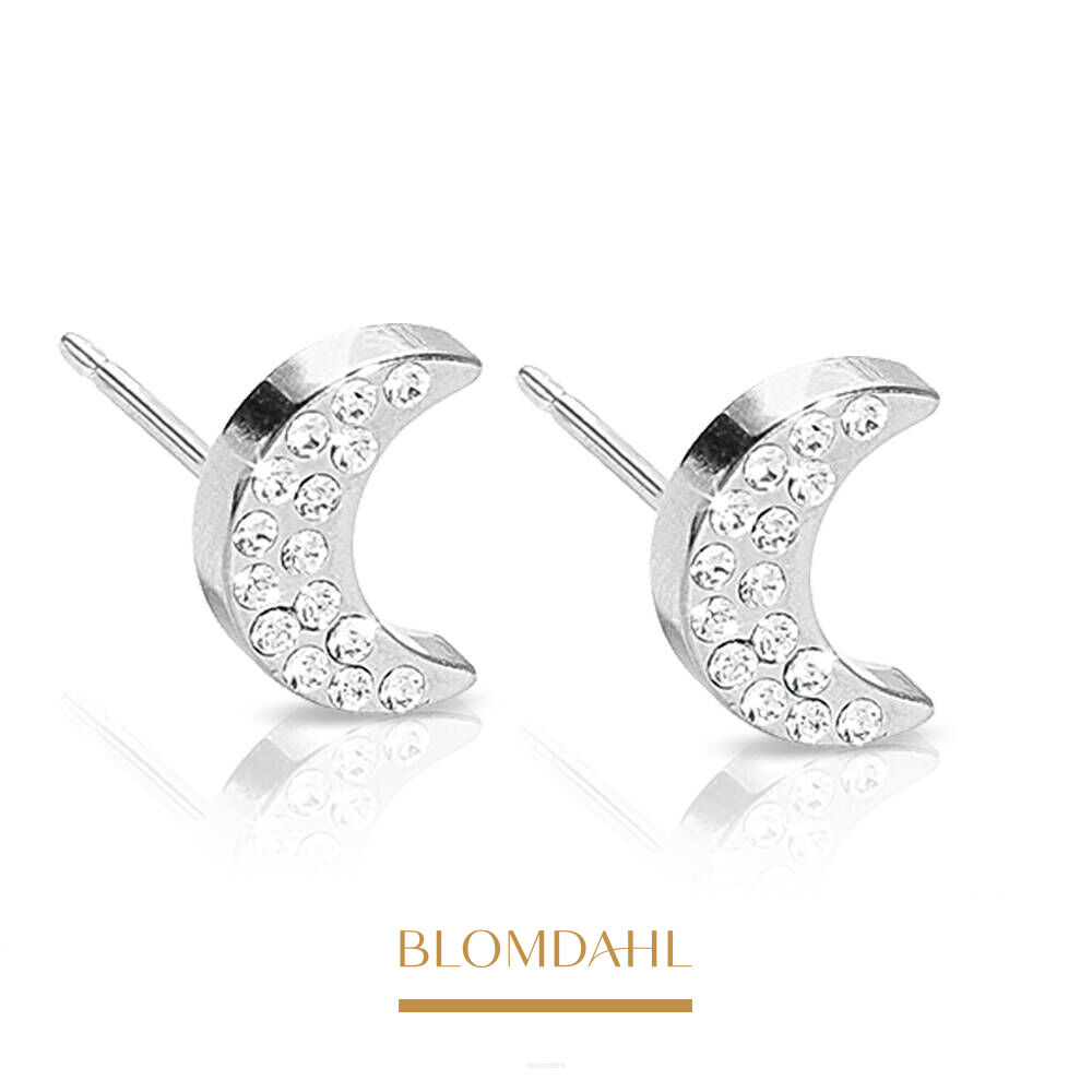 Hypoallergenic Brilliance Moon Crystal 8 mm Earrings