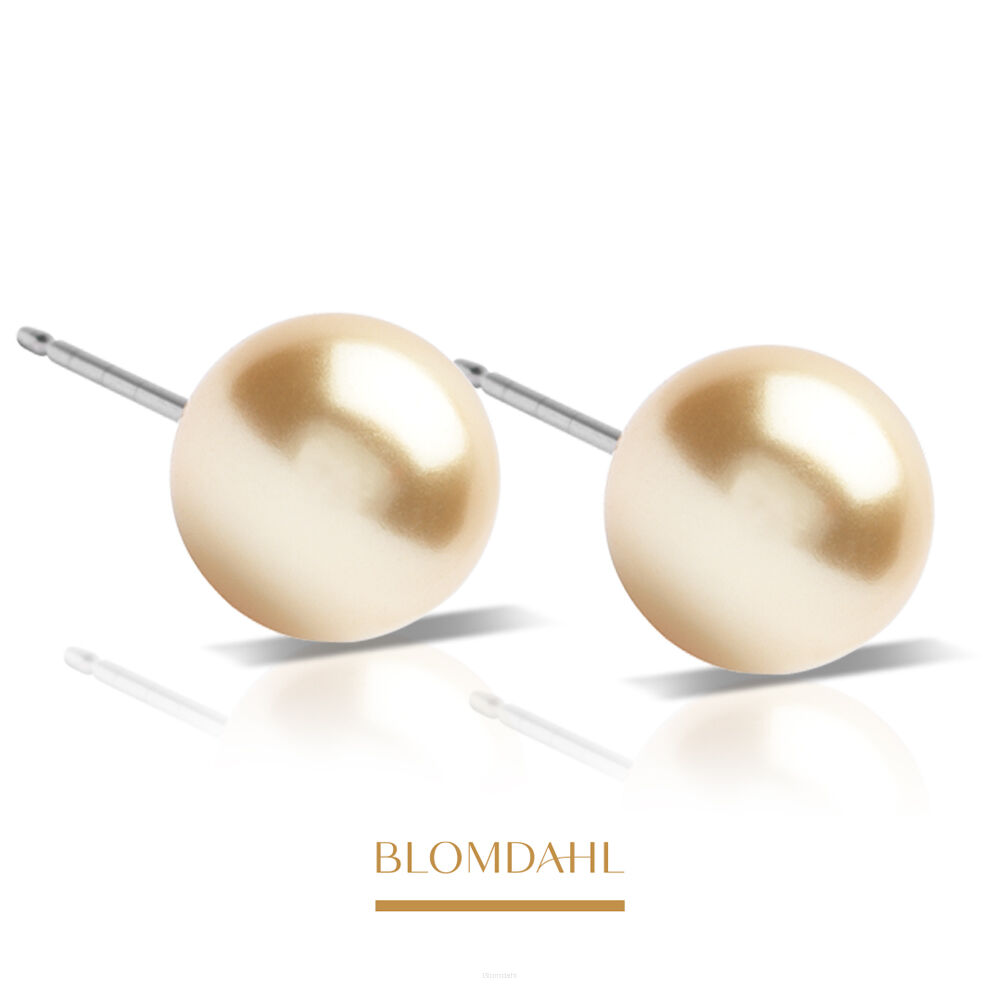 Kolczyki hipoalergiczne Pearl 8 mm Golden Shimmer