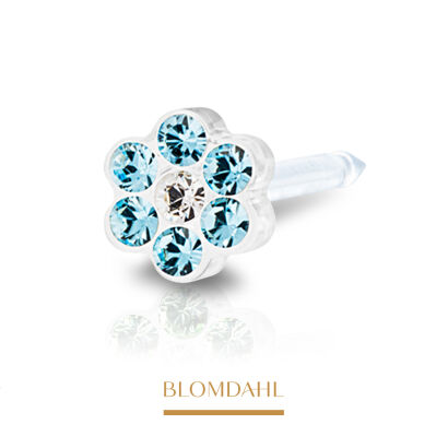Kolczyk przekłuciowy Daisy Aquamarine/ Crystal 5 mm