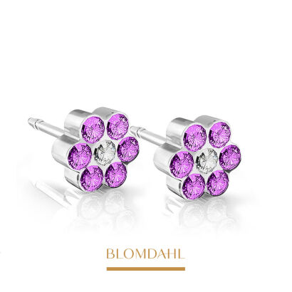 Колечки гіпоалергенні Daisy Violet/ Crystal 5 мм