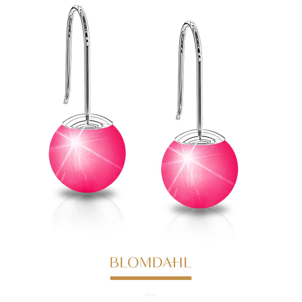 Hypoallergenic Mini Pendant Pearl Earrings Electric Pink 6 mm