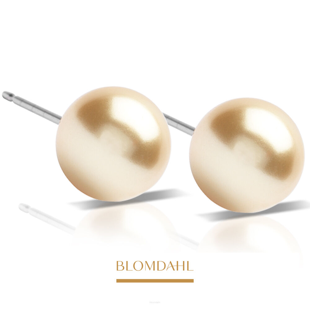 Kolczyki hipoalergiczne Pearl Golden 10 mm