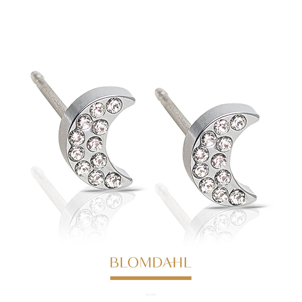 Hypoallergenic Earrings Brilliance Moon/ Crystal 6 mm