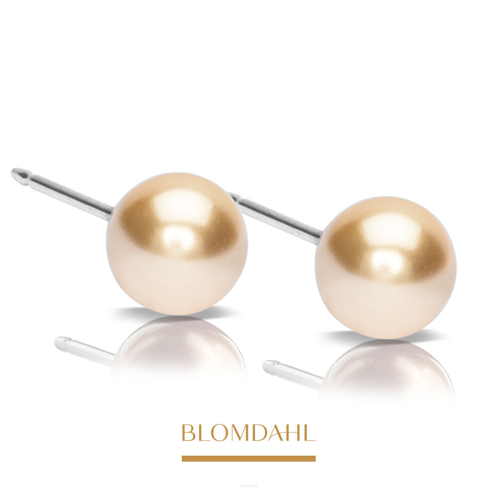 Hypoallergenic Pearl Golden Shimmer 6 mm Earrings