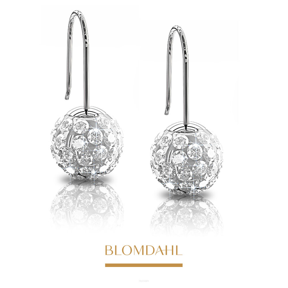Hypoallergenic Mini Pendant Crystal Ball Earrings White 6 mm