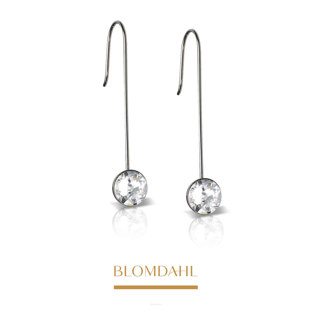 Hypoallergenic Straight Pendant Bezel Crystal Earrings 8 mm