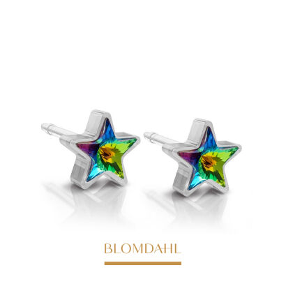 Hypoallergenic Star Green Shimmer Earrings 6 mm