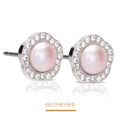 Kolczyki hipoalergiczne Brilliance Fancy Pearl Crystal / Light Rose 8 mm