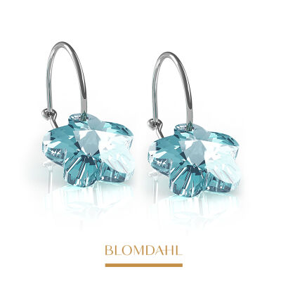 Hypoallergenic Flower Aquamarine Earrings 12 mm