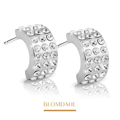 Hypoallergenic Earrings Pendant Grand Brilliance Curved Crystal 10 mm