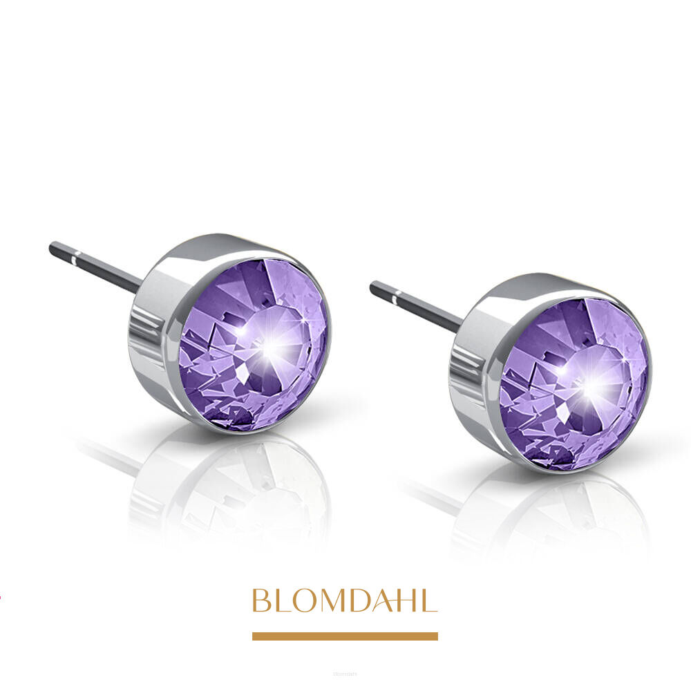 Kolczyki hipoalergiczne Bezel Violet 5 mm