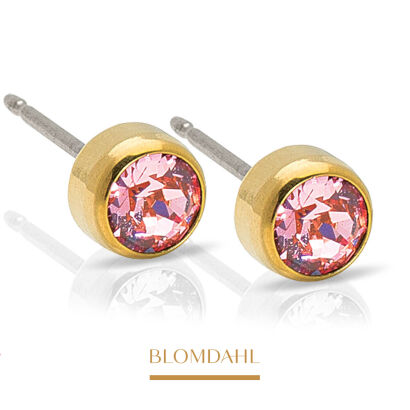 Kolczyki hipoalergiczne Bezel Light Rose 5 mm