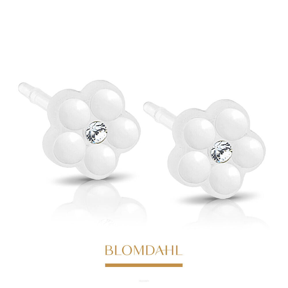Hypoallergenic Daisy Pearl White 6 mm Earrings