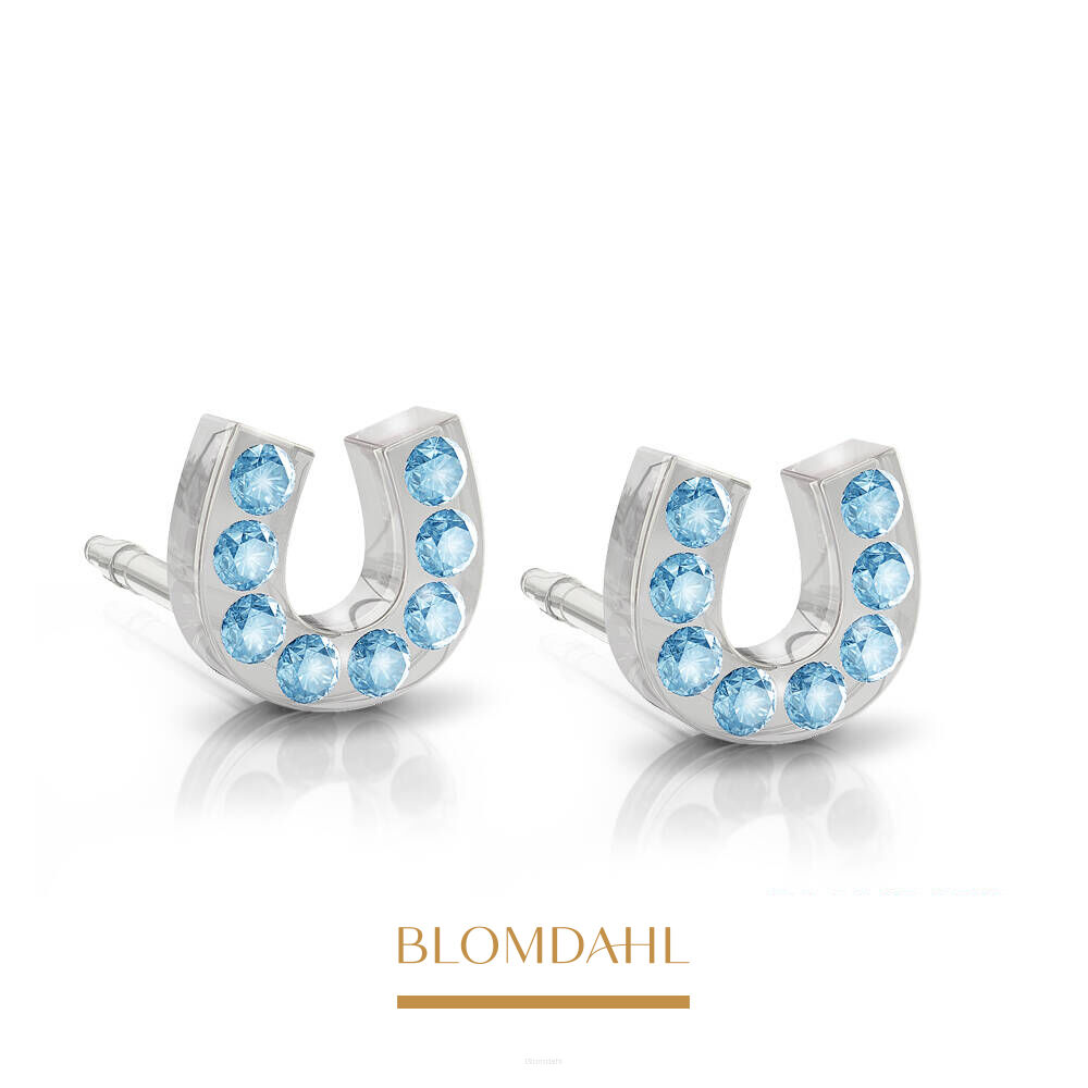 Колечки гіпоалергенні Brilliance Horseshoe Aquamarine 7 мм