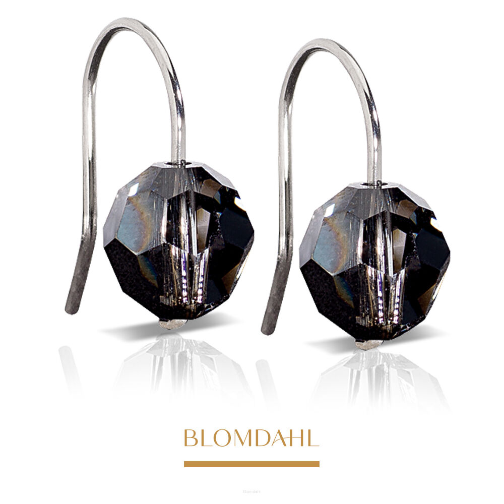 Hypoallergenic Earrings Pendant Bead Black Diamond 8 mm