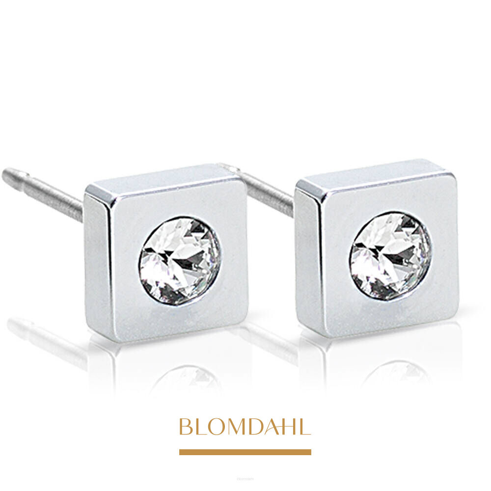 Hypoallergenic Petite Square Crystal Earrings 7 mm