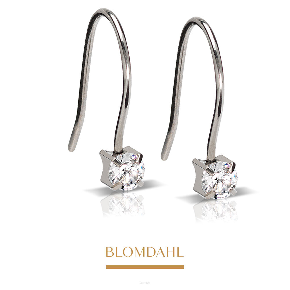 Hypoallergenic Earrings Pendant Tiffany CZ White 4 mm